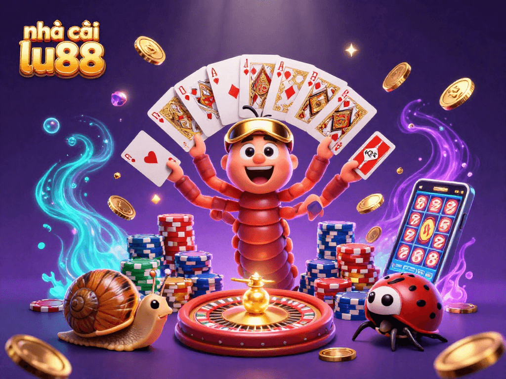 Win big at nhà cái lu88 with a dynamic casino scene featuring quirky characters and exciting games.