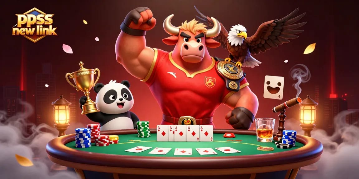 Engage with excitement at ppss new link, featuring a dynamic casino scene with playful cartoon mascots.