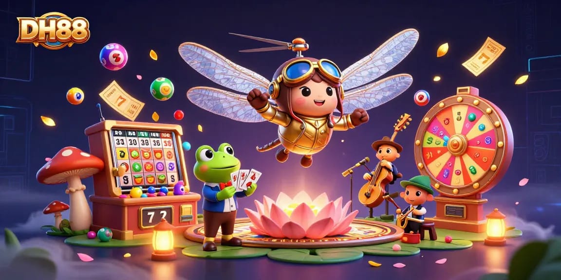 Engage with DH88 by winning big at the lively casino scene filled with vibrant slot game elements.