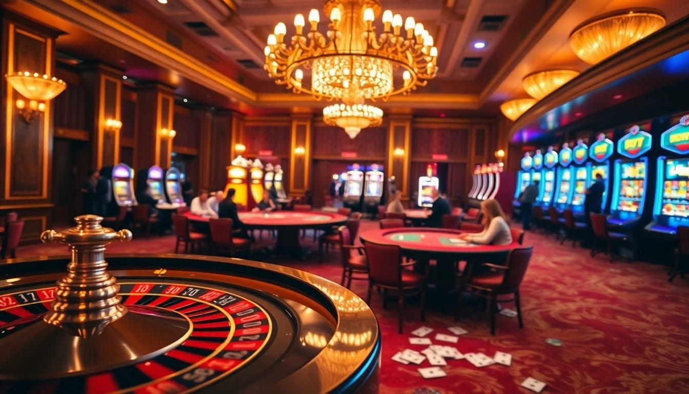 Jogadores engajados aproveitando uma experiência de jogo luxuosa em um cassino com elementos de aposta 69T.