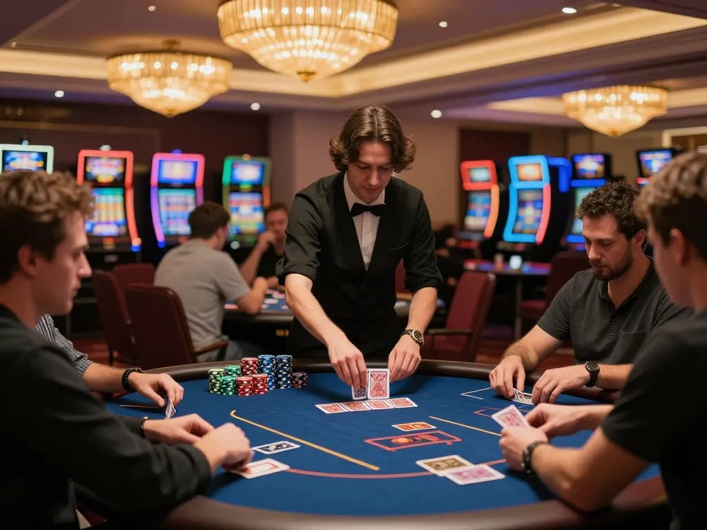 Engaged players strategizing during a thrilling poker game at 6789BET casino.