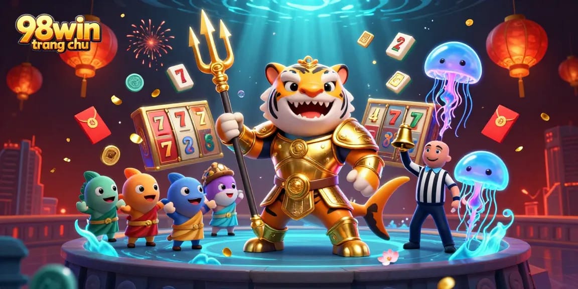 Engage in thrilling gameplay at 98win trang chu with exciting slot reels and vibrant characters!