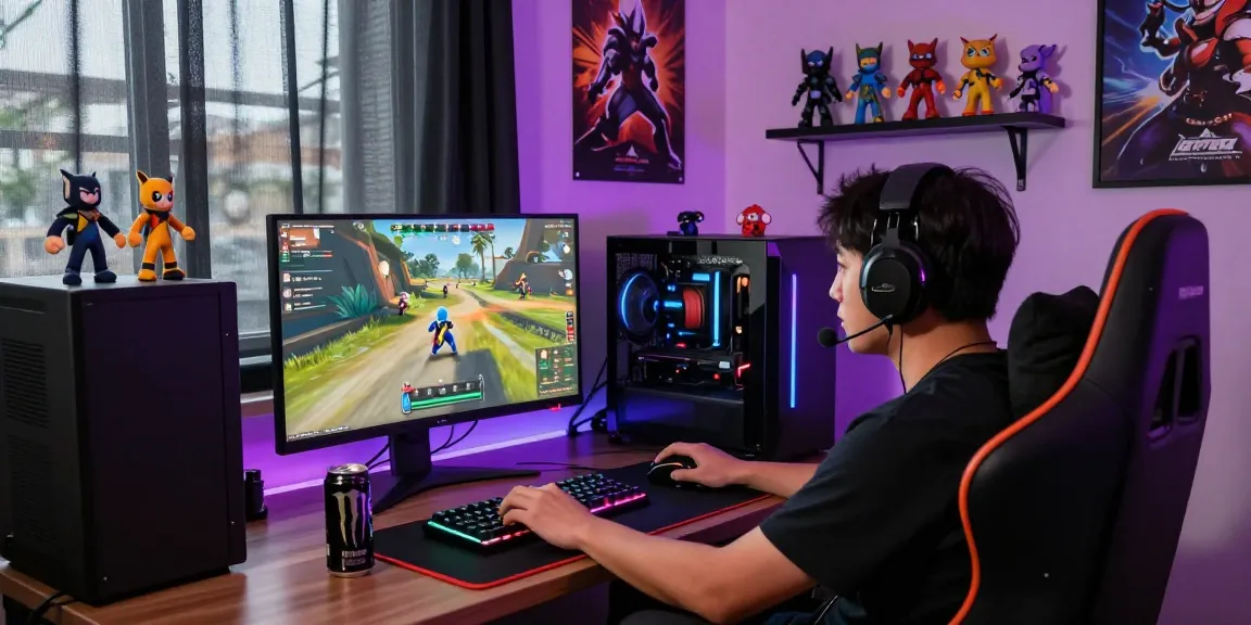 Engaging gaming setup with rokok88-themed decor and peripherals