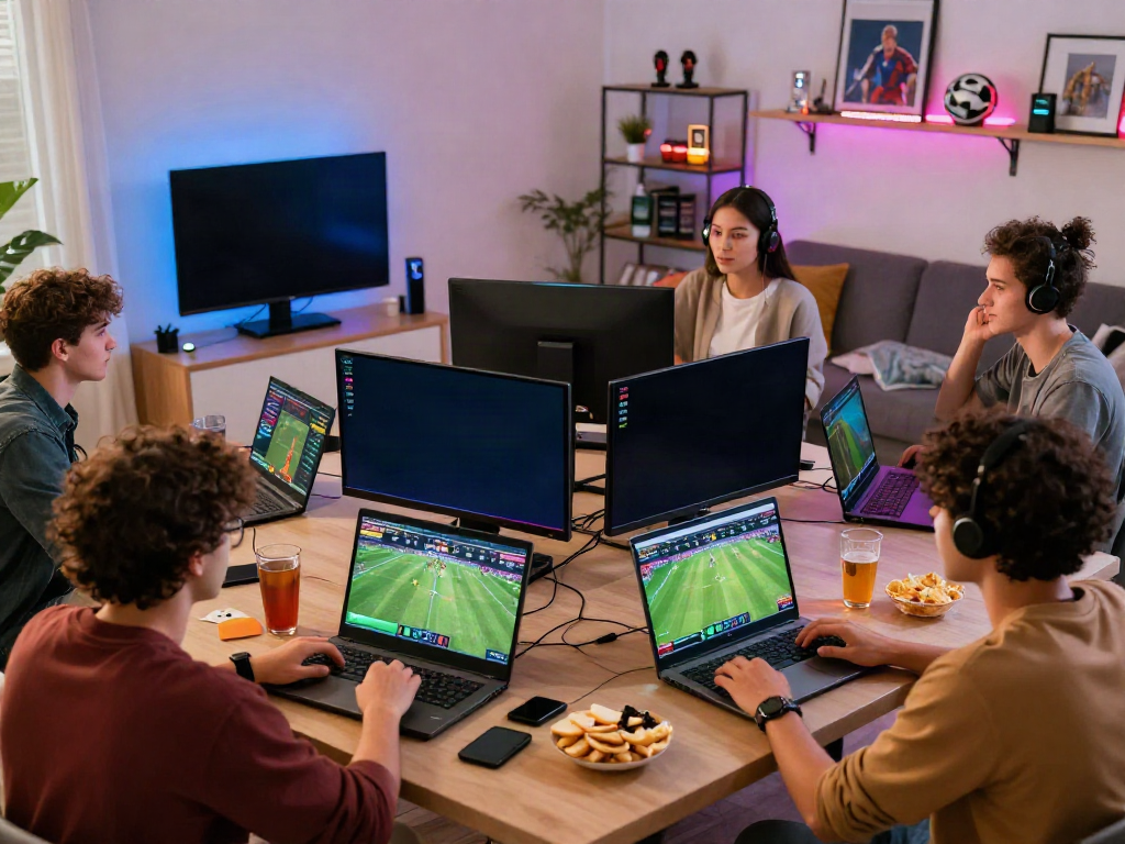 Exciting betting moment at a home gaming setup with friends using https://uk88win.org/ for sports betting in 2026.
