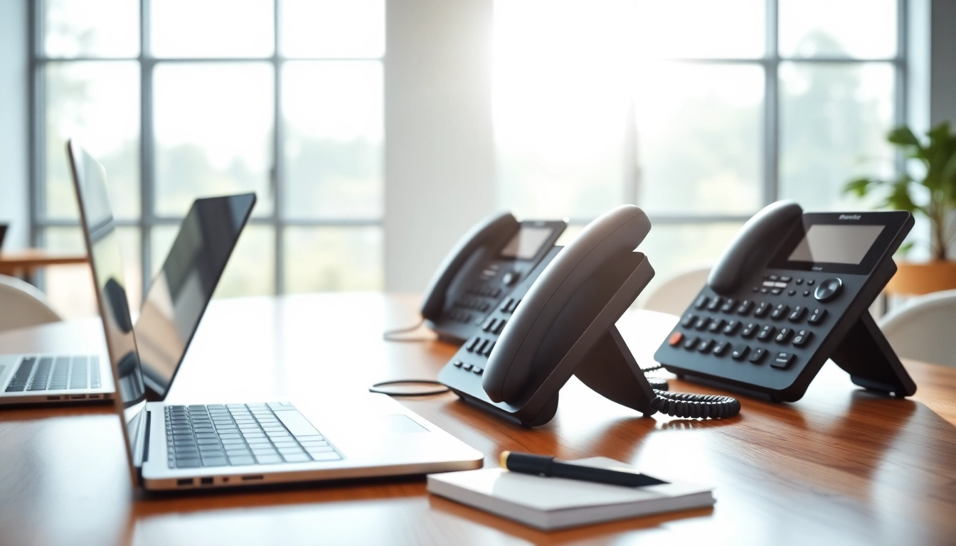 Enhance communication with modern office phone systems showcased in a professional setting.