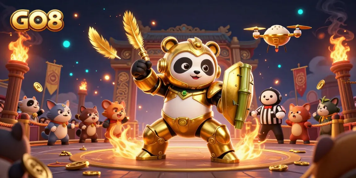 Experience thrilling gameplay with GO8 in a vibrant 3D casino arena showcasing dynamic battles.