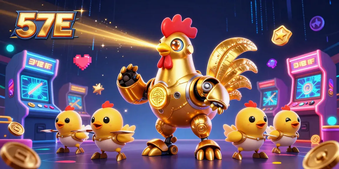 Experience thrilling gameplay at 57E with vibrant casino-themed illustrations.