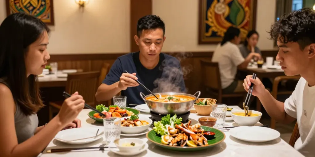 Delicious dishes at Rokok88 Tarachan Huahin Restaurant, showcasing traditional Thai food in an inviting atmosphere.