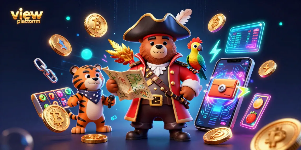 Win big with innovative games at the view platform in this vibrant 3D casino illustration.