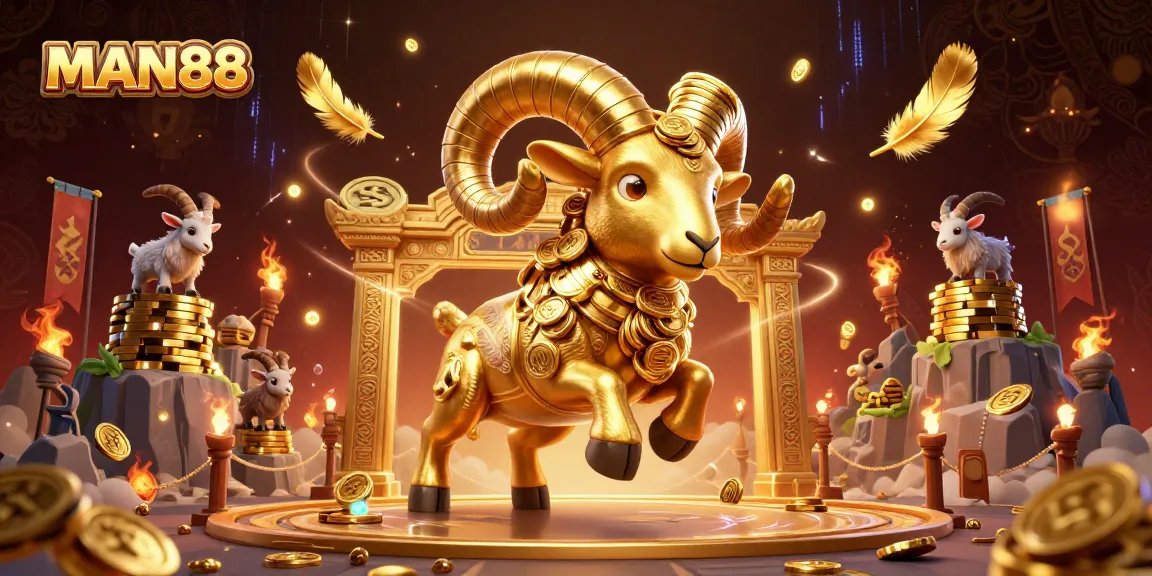 Immerse yourself in the MAN88 gaming experience with the golden ram charging through fortune and thrilling action.
