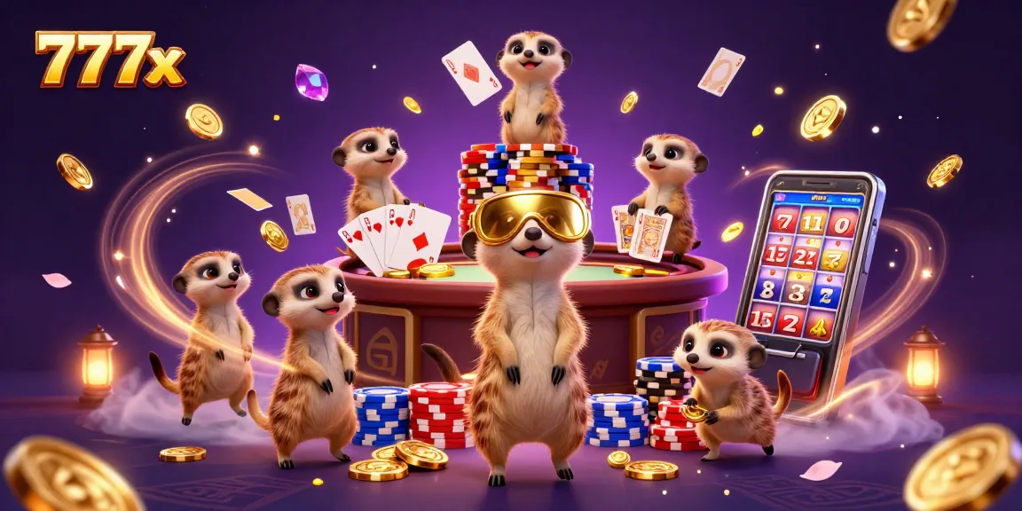 Engage in thrilling casino action with amusing meerkats at 777x, showcasing dynamic gameplay.