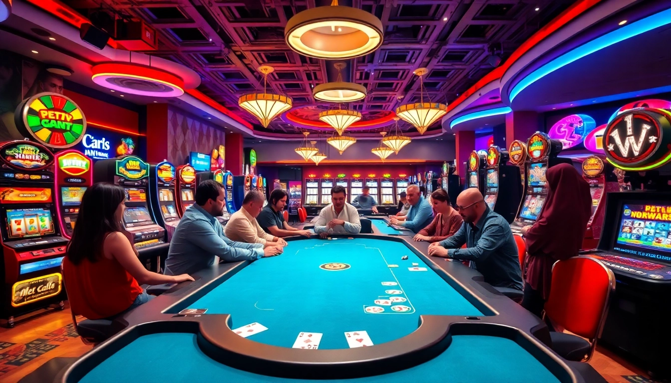 Site de paris sportif et ambiance dynamique d'un casino avec des joueurs autour de la table de jeux.