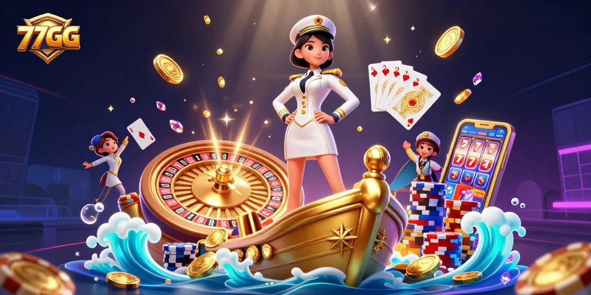 Bet on thrilling jackpots with 77GG as shining casino elements surround gamers.