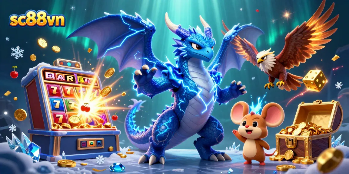 Experience thrilling wins with sc88vn in this vibrant casino-themed scene featuring dynamic characters and action.