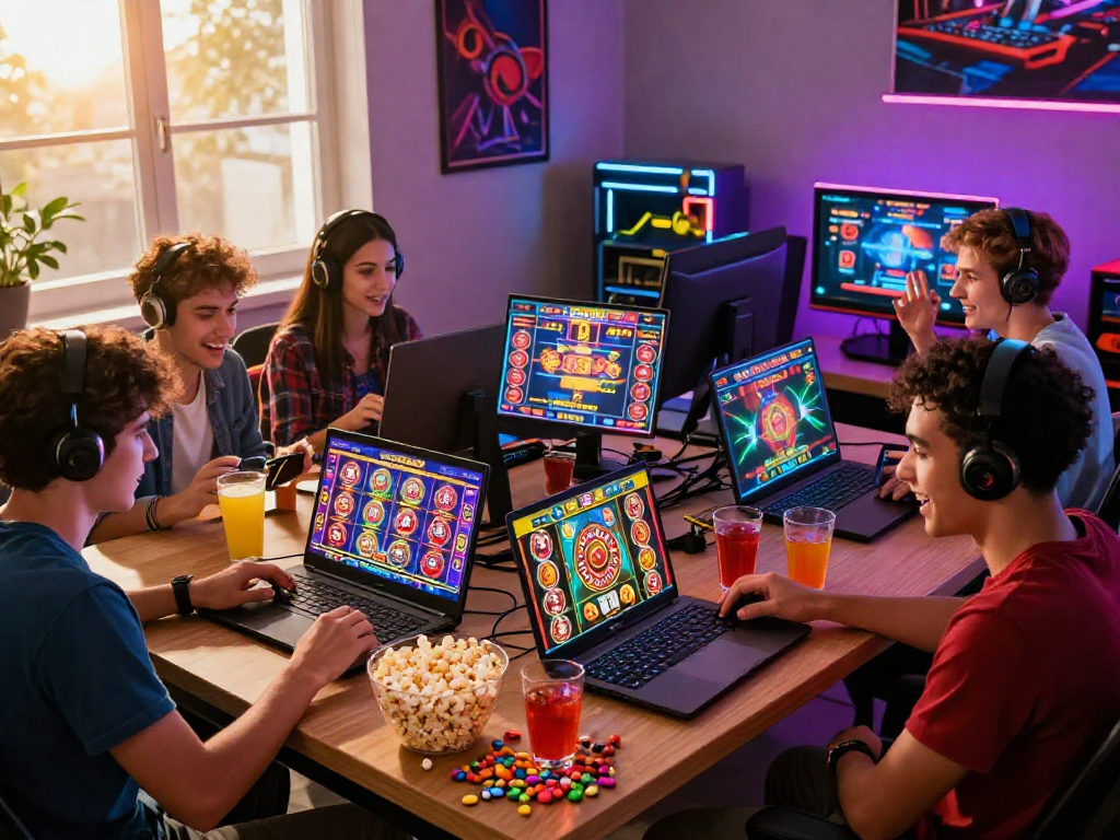 Jovens jogando na SPBET, aproveitando jogos de cassino com R$ 5.000 e 200 giros grátis.
