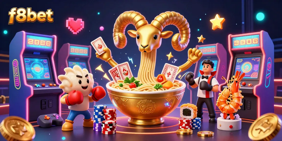 Experience f8bet's thrilling casino atmosphere with vibrant characters and gaming elements in this dynamic illustration.