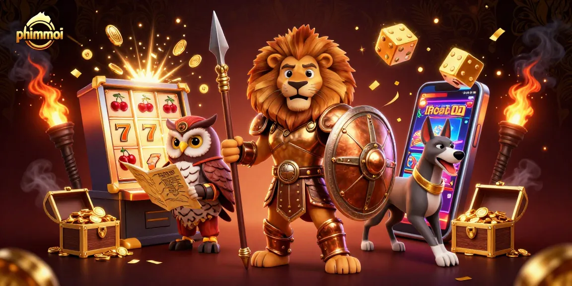 Engage with phimmoi's thrilling casino action as characters celebrate a jackpot with coins and lively elements.