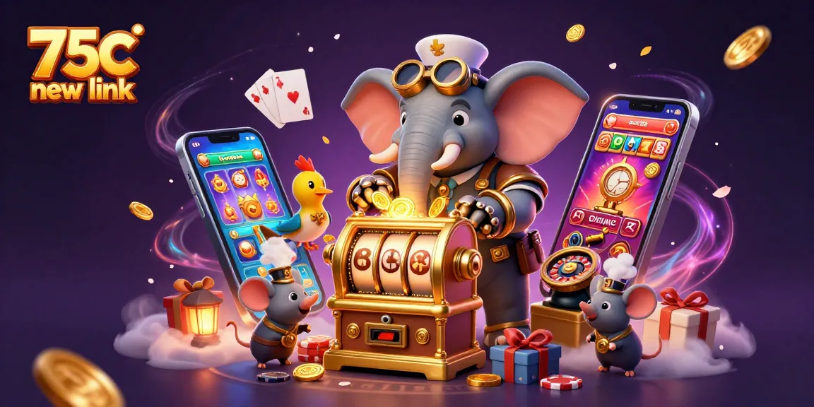 Play exciting slots with 75c new link in a vibrant steampunk casino scene.