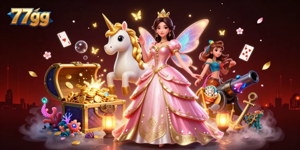 Experience thrilling gameplay at 77gg with vibrant casino elements and engaging characters.