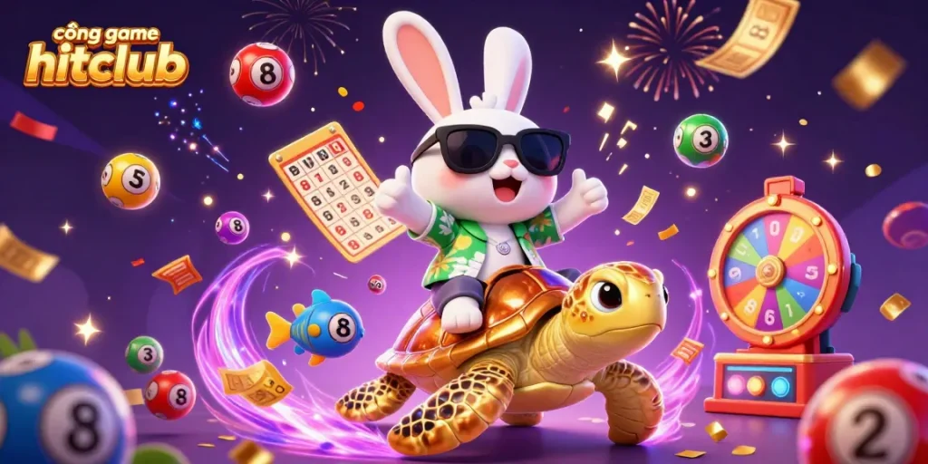 Experience the thrill of gameplay with cổng game hitclub, where luck meets vibrant gaming elements in a dynamic scene.